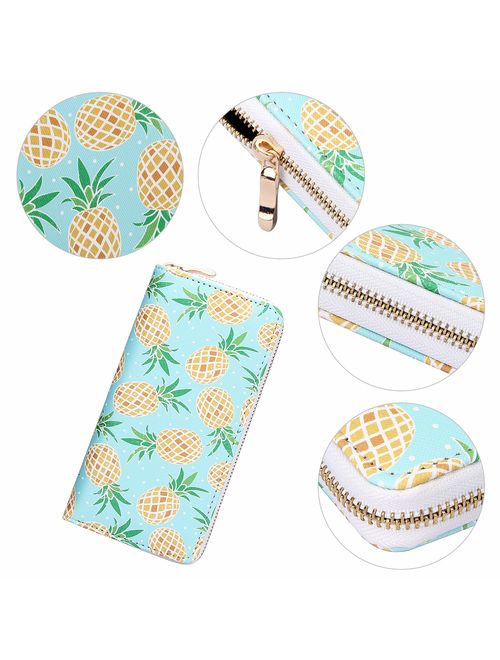 KUKOO Women's Printed Zip Around Wallet Phone Clutch Purse Card Holder Organizer