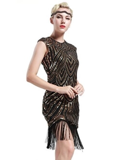 BABEYOND Women's Flapper Dresses 1920s Beaded Fringed Great Gatsby Dress