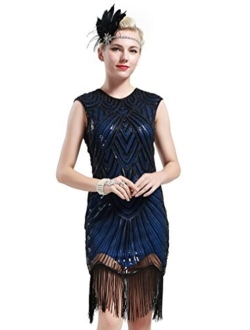 BABEYOND Women's Flapper Dresses 1920s Beaded Fringed Great Gatsby Dress