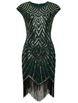 BABEYOND Women's Flapper Dresses 1920s Beaded Fringed Great Gatsby Dress