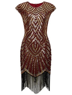 BABEYOND Women's Flapper Dresses 1920s Beaded Fringed Great Gatsby Dress