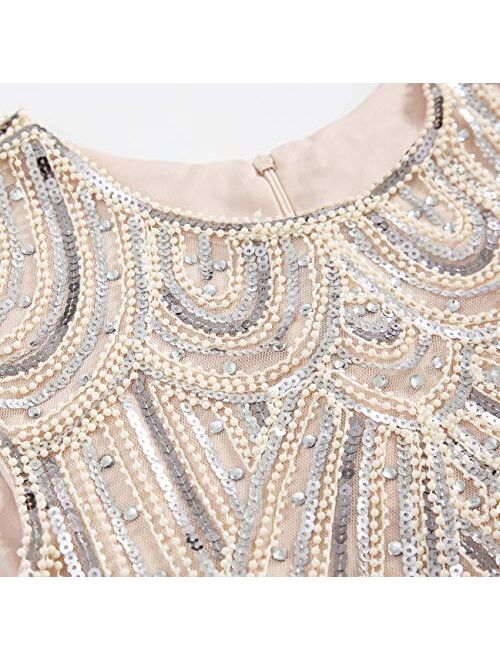 BABEYOND Women's Flapper Dresses 1920s Beaded Fringed Great Gatsby Dress