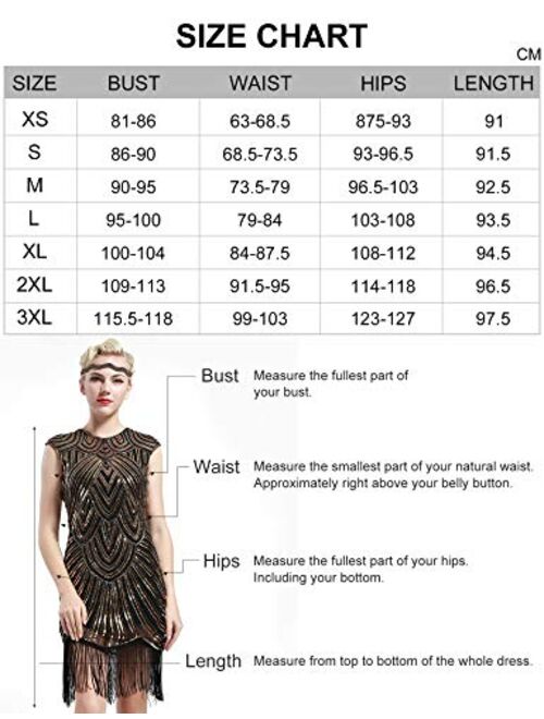 BABEYOND Women's Flapper Dresses 1920s Beaded Fringed Great Gatsby Dress