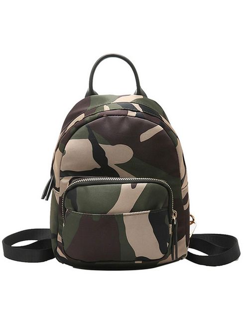 Clara Camouflage Women Mini Backpack Nylon Leisure Daypack Printed Shoulder Bag Handbag Purse