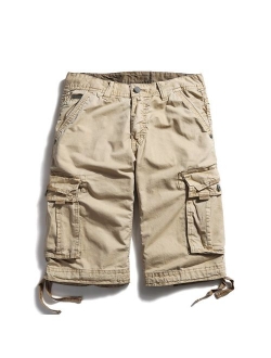 OCHENTA Men's Cotton Loose Fit Multi Pocket Cargo Shorts