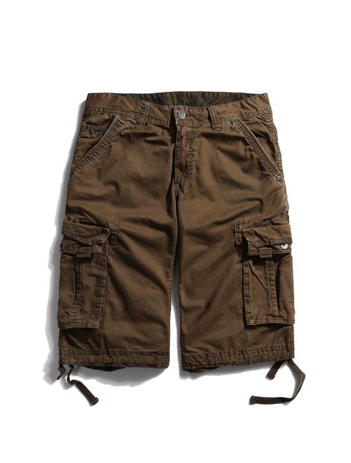 OCHENTA Men's Cotton Loose Fit Multi Pocket Cargo Shorts