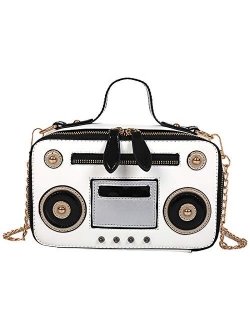 Women's Elegant Tape Recorder Radio Shaped Shoulder Bag Vintage Style Crossbody Bag Handbag