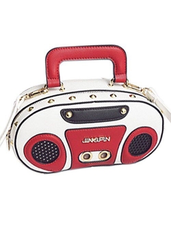 Women's Elegant Tape Recorder Radio Shaped Shoulder Bag Vintage Style Crossbody Bag Handbag