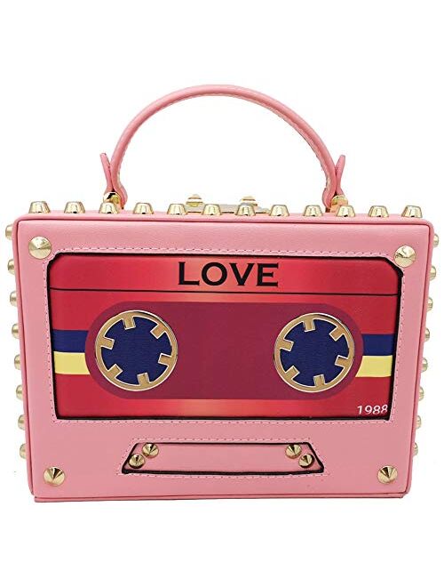 QZUnique Women's Elegant Tape Recorder Radio Shaped Shoulder Bag Vintage Style Crossbody Bag Handbag