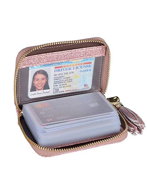 Yuhan Pretty Womens Credit Card Holder Wallet RFID Leather Small ID Card Case