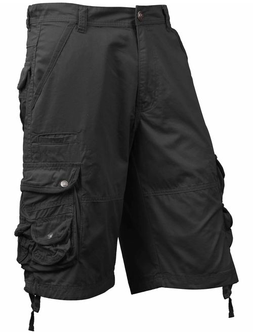 Ma Croix Mens Premium Cargo Shorts with Belt Outdoor Twill Cotton Loose Fit Multi Pocket Pants