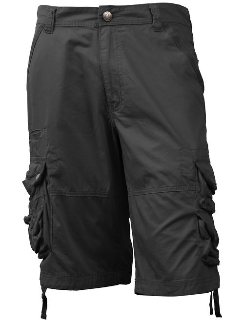 Ma Croix Mens Premium Cargo Shorts with Belt Outdoor Twill Cotton Loose Fit Multi Pocket Pants