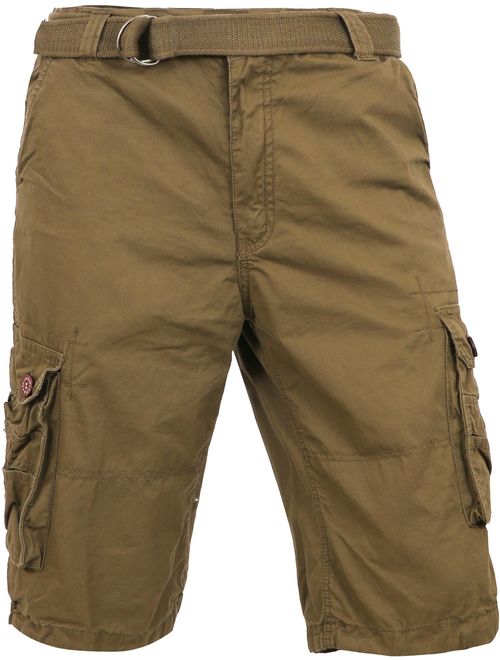 Ma Croix Mens Premium Cargo Shorts with Belt Outdoor Twill Cotton Loose Fit Multi Pocket Pants