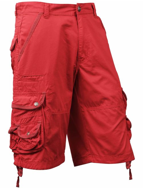 Ma Croix Mens Premium Cargo Shorts with Belt Outdoor Twill Cotton Loose Fit Multi Pocket Pants