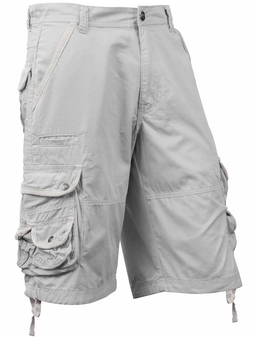 Ma Croix Mens Premium Cargo Shorts with Belt Outdoor Twill Cotton Loose Fit Multi Pocket Pants