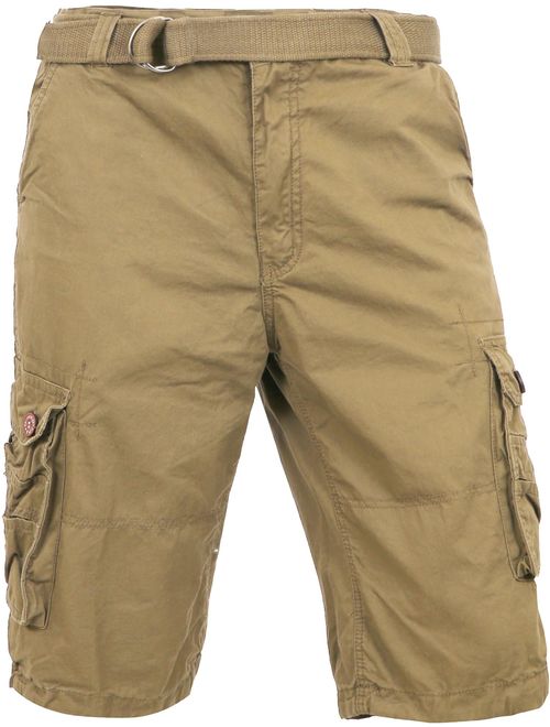 Ma Croix Mens Premium Cargo Shorts with Belt Outdoor Twill Cotton Loose Fit Multi Pocket Pants