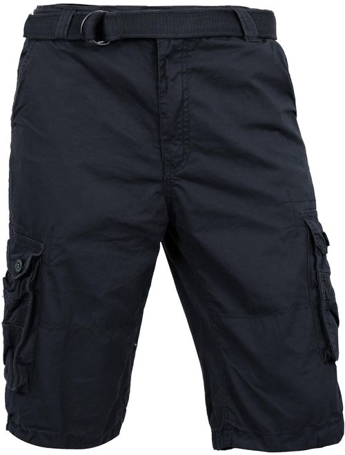 Ma Croix Mens Premium Cargo Shorts with Belt Outdoor Twill Cotton Loose Fit Multi Pocket Pants