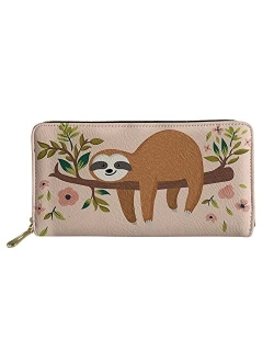 FOR U DESIGNS Women Zip Around Long Wallet PU Phone Clutch Travel Card Holder Purse