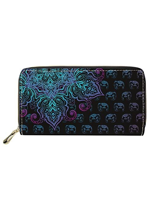 FOR U DESIGNS Women Zip Around Long Wallet PU Phone Clutch Travel Card Holder Purse