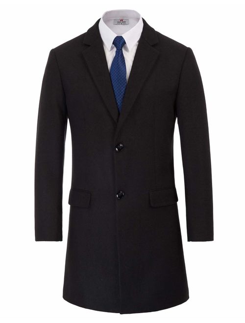 PAUL JONES Mens Premium Winter Single Breasted Notched Collar Overcoat Jacket