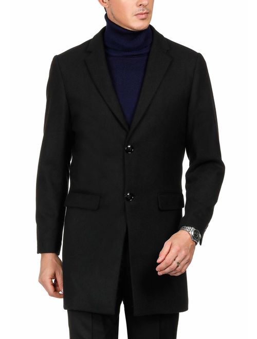 PAUL JONES Mens Premium Winter Single Breasted Notched Collar Overcoat Jacket