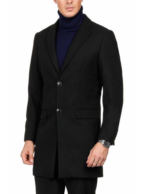 PAUL JONES Mens Premium Winter Single Breasted Notched Collar Overcoat Jacket