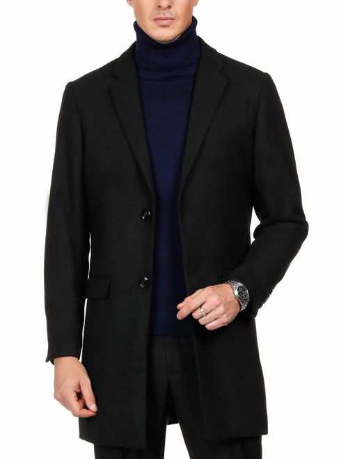 PAUL JONES Mens Premium Winter Single Breasted Notched Collar Overcoat Jacket