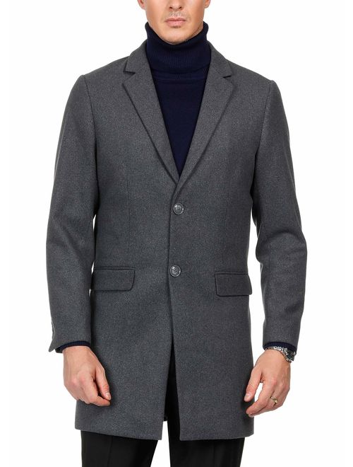 PAUL JONES Mens Premium Winter Single Breasted Notched Collar Overcoat Jacket