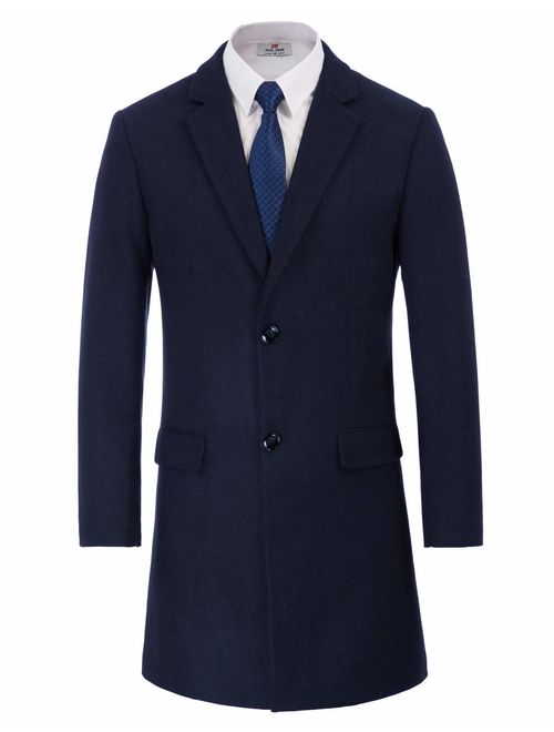 PAUL JONES Mens Premium Winter Single Breasted Notched Collar Overcoat Jacket