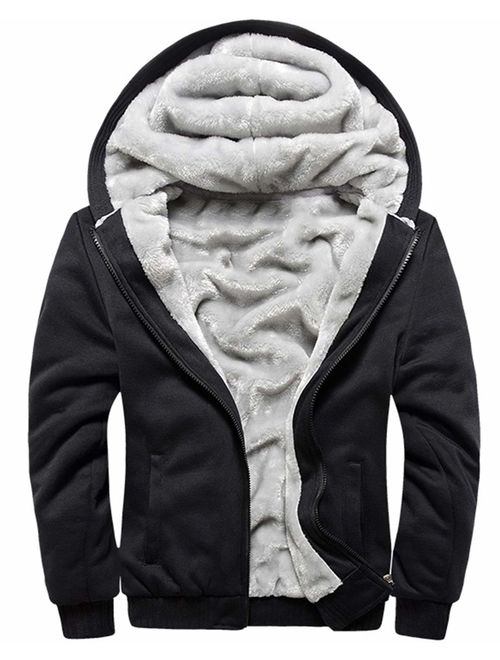 MACHLAB Men's Pullover Winter Workout Fleece Hoodie Jackets Full Zip Wool Warm Thick Coats