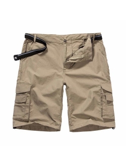 Men's Outdoor Casual Expandable Waist Lightweight Water Resistant Quick Dry Cargo Fishing Hiking Shorts