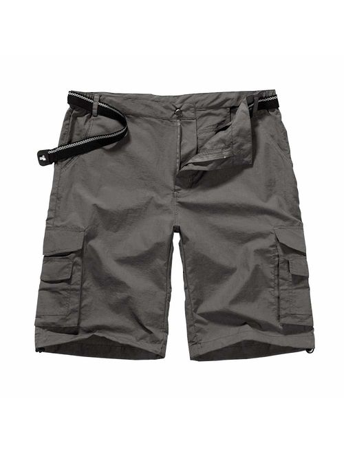 Men's Outdoor Casual Expandable Waist Lightweight Water Resistant Quick Dry Cargo Fishing Hiking Shorts