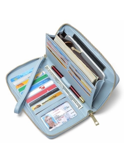 Women Wallet Large Leather Designer Zip Around Card Holder Organizer Ladies Travel Clutch Wristlet