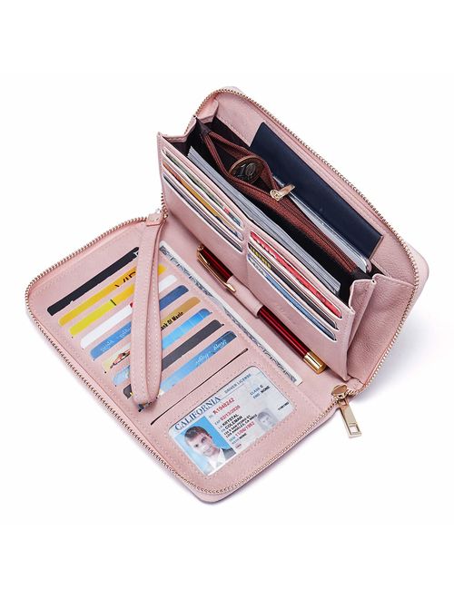 Women Wallet Large Leather Designer Zip Around Card Holder Organizer Ladies Travel Clutch Wristlet