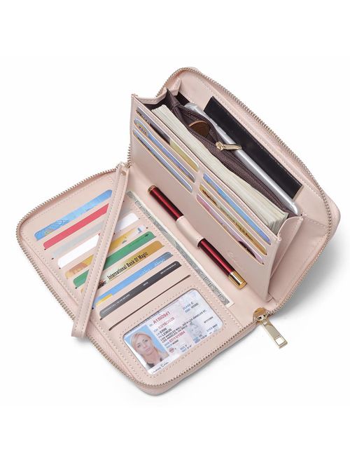 Women Wallet Large Leather Designer Zip Around Card Holder Organizer Ladies Travel Clutch Wristlet