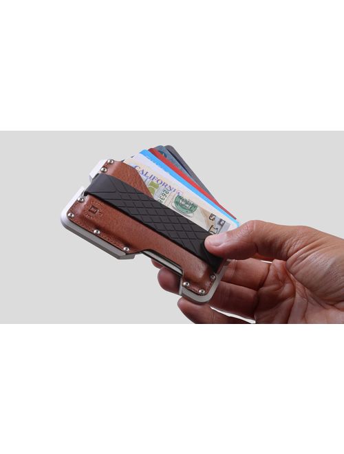 Dango D01 Dapper EDC Wallet - Made in USA - Genuine Leather, CNC Alum, RFID Blocking