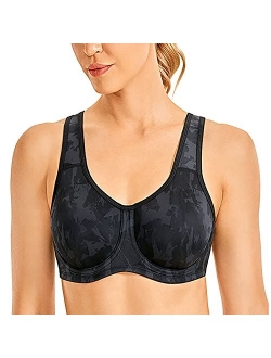 SYROKAN Women's Max Control Solid High Impact Plus Size Underwire Sports Bra