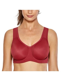 SYROKAN Women's Max Control Solid High Impact Plus Size Underwire Sports Bra