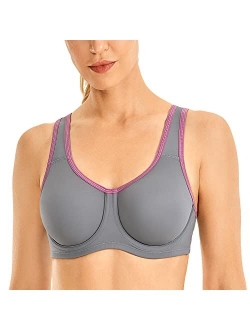 SYROKAN Women's Max Control Solid High Impact Plus Size Underwire Sports Bra