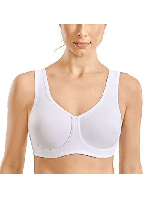 SYROKAN Women's Max Control Solid High Impact Plus Size Underwire Sports Bra