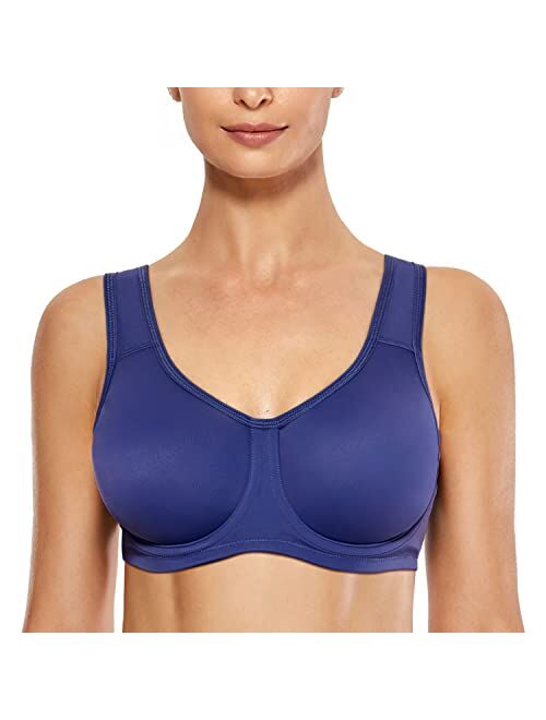 SYROKAN Women's Max Control Solid High Impact Plus Size Underwire Sports Bra