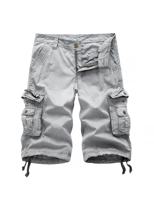 Leward Men's Cotton Twill Outdoor Wear Lightweight Cargo Shorts