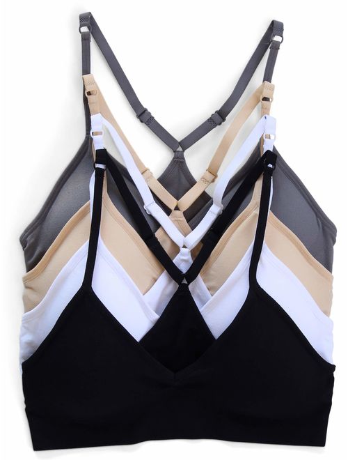 Kalon 4 Pack Racerback Sports Bralette V Neck for Women