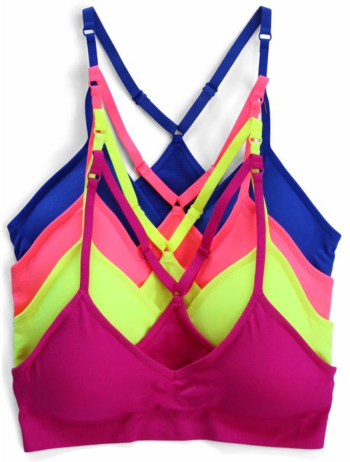 Kalon 4 Pack Racerback Sports Bralette V Neck for Women