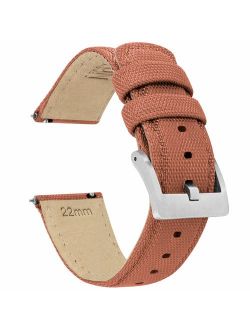 Watch Bands - Sailcloth Quick Release Straps - Premium Nylon Weave - Soft Leather Lining - Choice of Color and Width - 18mm, 19mm, 20mm, 21mm, 22mm, 23mm, or 24mm