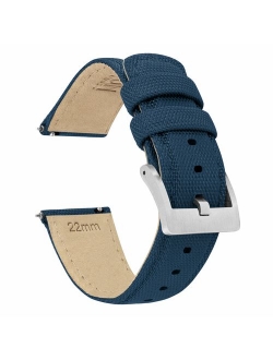 Watch Bands - Sailcloth Quick Release Straps - Premium Nylon Weave - Soft Leather Lining - Choice of Color and Width - 18mm, 19mm, 20mm, 21mm, 22mm, 23mm, or 24mm