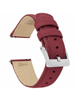 Watch Bands - Sailcloth Quick Release Straps - Premium Nylon Weave - Soft Leather Lining - Choice of Color and Width - 18mm, 19mm, 20mm, 21mm, 22mm, 23mm, or 24mm