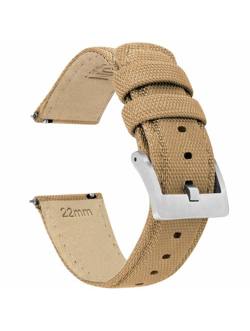 BARTON Watch Bands - Sailcloth Quick Release Straps - Premium Nylon Weave - Soft Leather Lining - Choice of Color and Width - 18mm, 19mm, 20mm, 21mm, 22mm, 23mm, or 24mm