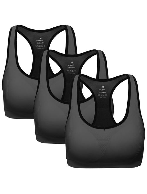 MIRITY Women Racerback Sports Bras - High Impact Workout Gym Activewear Bra Pack of 3