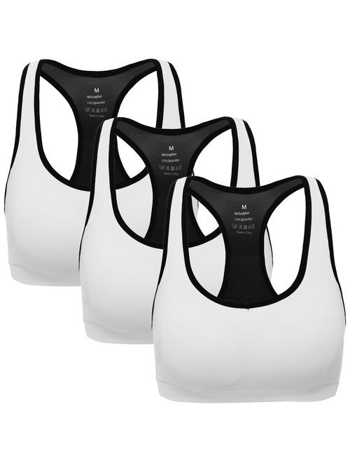 MIRITY Women Racerback Sports Bras - High Impact Workout Gym Activewear Bra Pack of 3